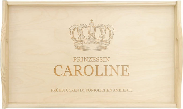 Maverton Serviertablett mit Gravur - personalisiert - Tabletttisch mit Griffen - klappbare Beine - e