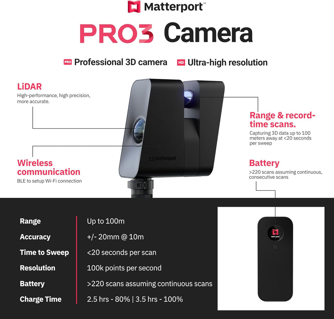 Matterport Pro3 schnellster 3D -Lidar -Scanner -Digitalkamera für die Erstellung professioneller 3D