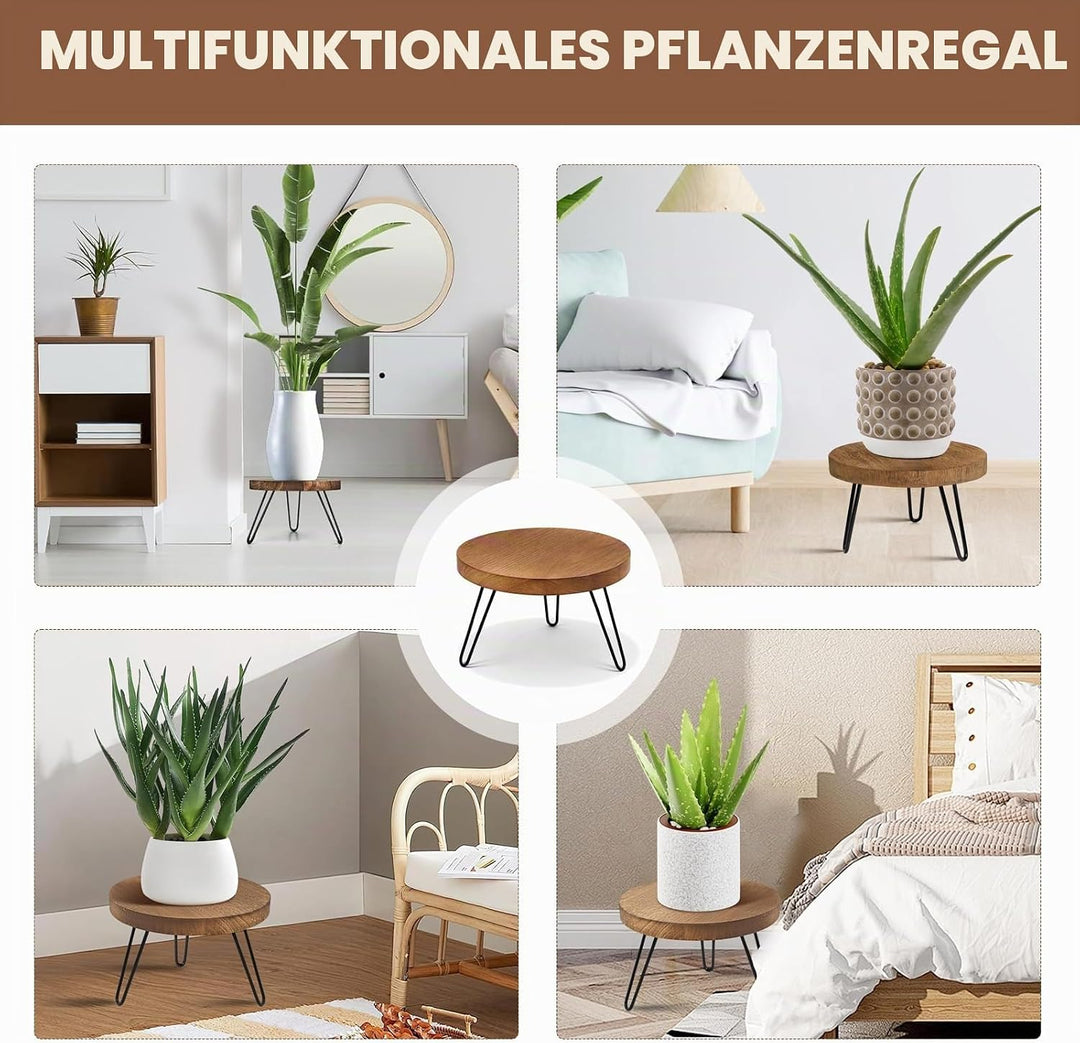 Pflanzenständer aus Holz, Blumenständer Klein, Weiss Blumenständer Rund Belastung Blumenhocker Balko