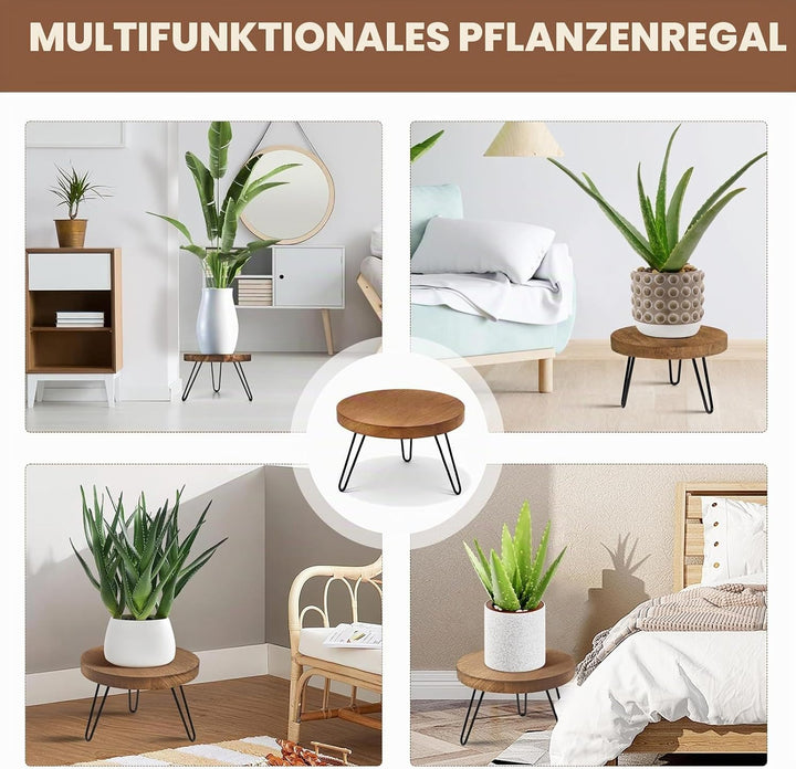 Pflanzenständer aus Holz, Blumenständer Klein, Weiss Blumenständer Rund Belastung Blumenhocker Balko