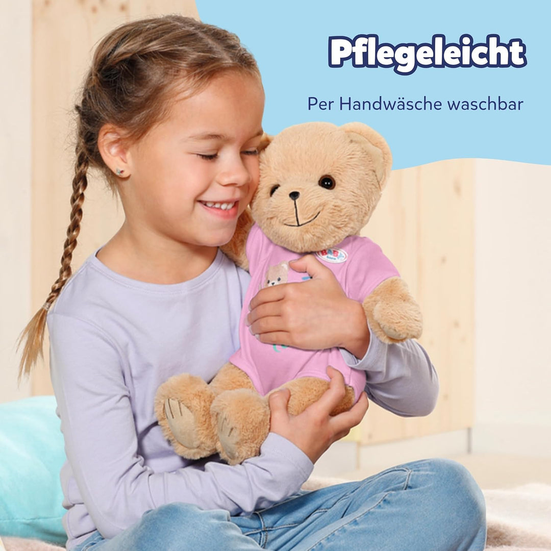 BABY born Bär, Teddy Kuscheltier mit pinkem Strampler und beweglichen Armen und Beinen, 835586 Zapf