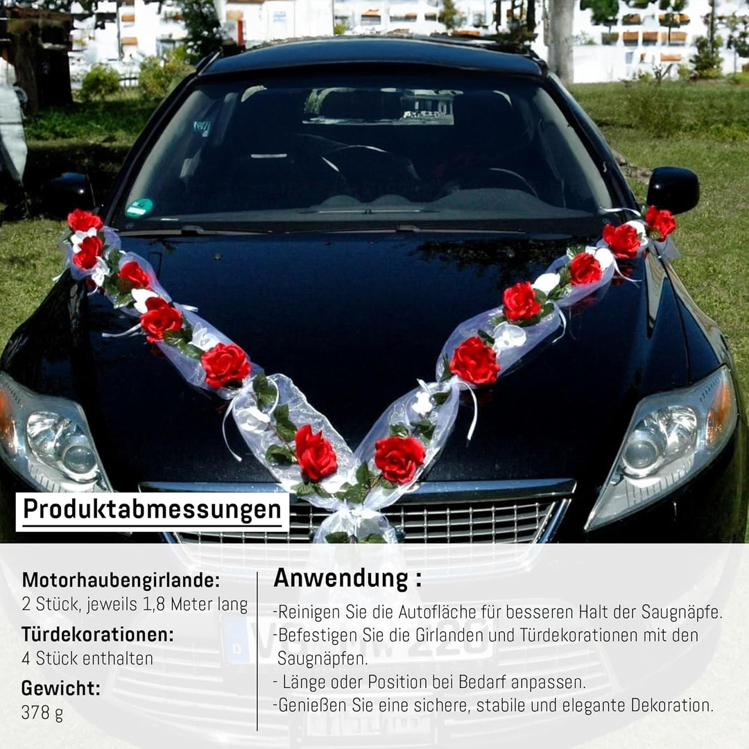 Rosen Girlande Braut Paar Rose Deko Dekoration Autoschmuck Hochzeit Car Auto Wedding ®Auto-schmuck D