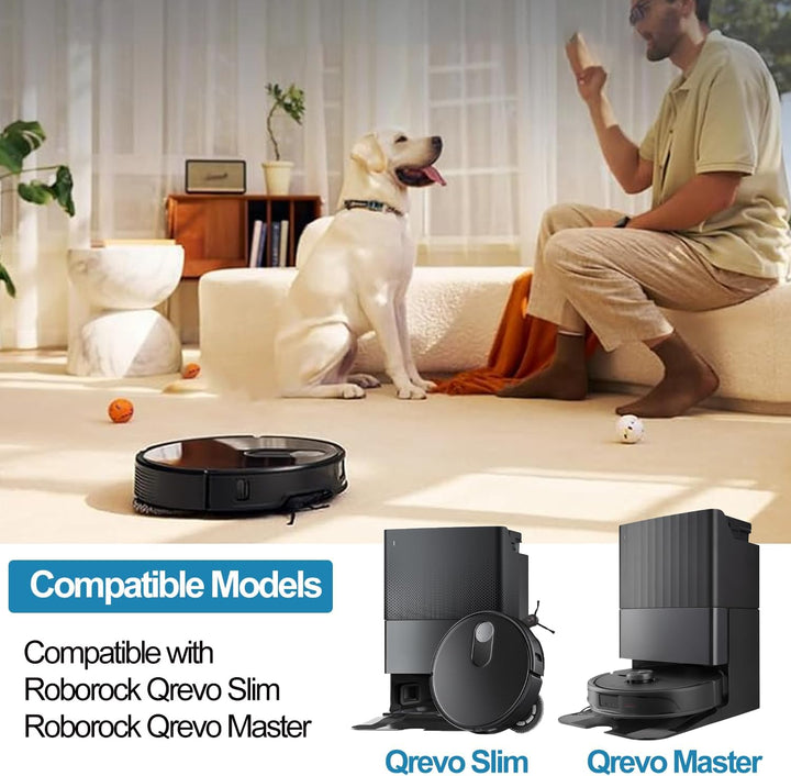 14 Stück Zubehörset für Roboroc k Qrevo Slim/Qrevo Master Roboterstaubsauger, 2 Hauptbürsten, 6 Seit