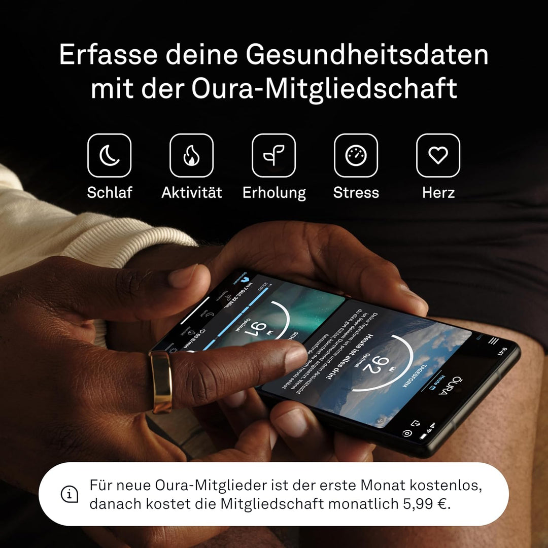 OURA Gen3 Heritage Smart-Ring - Grösse 6, Black | Wearable für Schlaf-, Herzfrequenz- und Fitnesstra