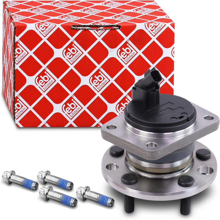 febi bilstein 19983 Radlagersatz mit Radnabe, ABS-Sensor und Befestigungsschrauben , 1 Stück
