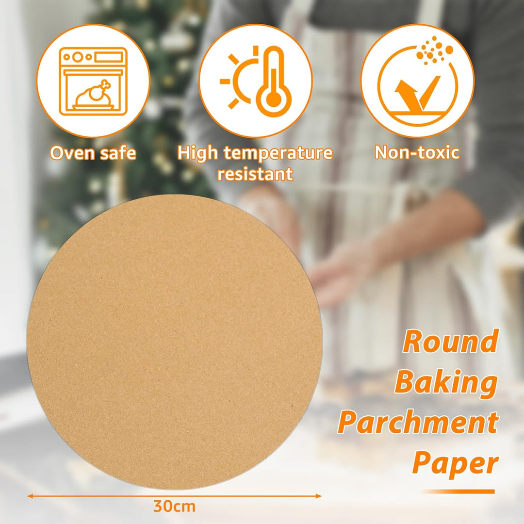 JMIATRY 200 Stück Backpapier Zuschnitte, Backpapier Rund 30cm, Backpapier für Heissluftfritteuse Run