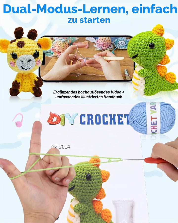 Mixara 6 Häkelset für Anfänger,Stricken für Anfänger Set, Häkelset Kinder, Häkelset Kinder für Anfän
