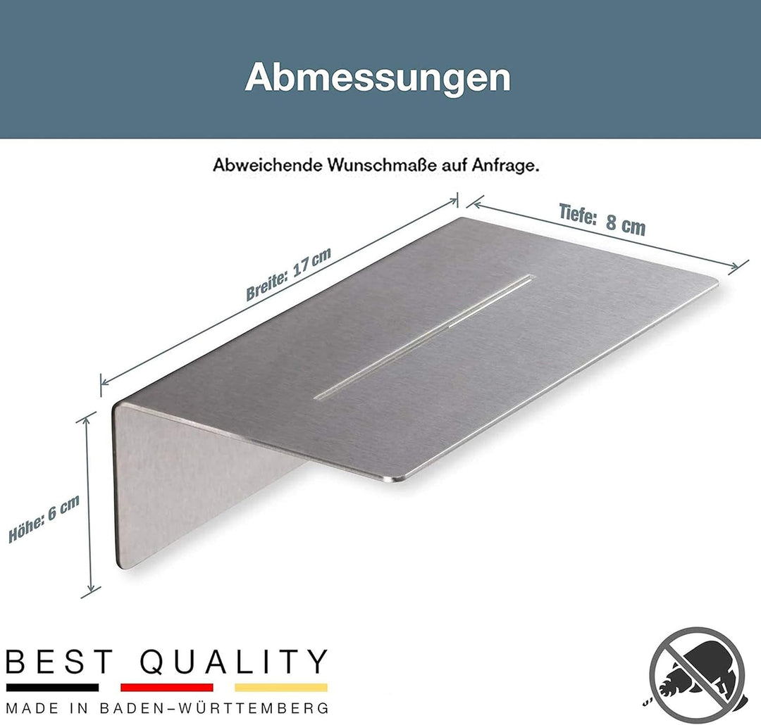 PHOS Design, DA170K, Edelstahl Duschablage zum Kleben, 17 cm Breite, OHNE Bohren, inkl. 3M-Klebeband