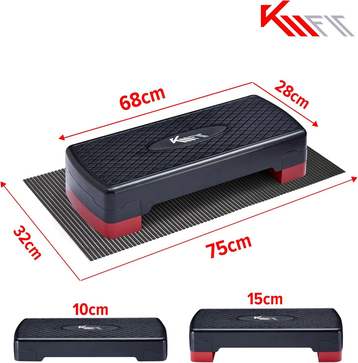 KM-Fit Fitness Stepper | Steppbrett Aerobic Stepper für zuhause | Step-Bench 2-fach höhenverstellbar
