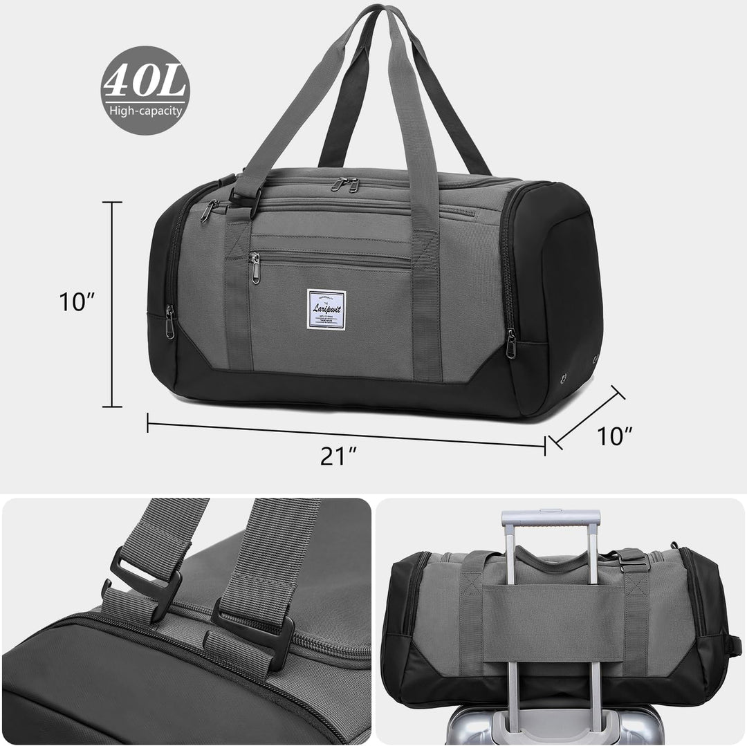 Laripwit Sporttasche Herren, 40L Reisetasche Rucksack Trainingstasche mit Schuhfach & Nassfach, Wass