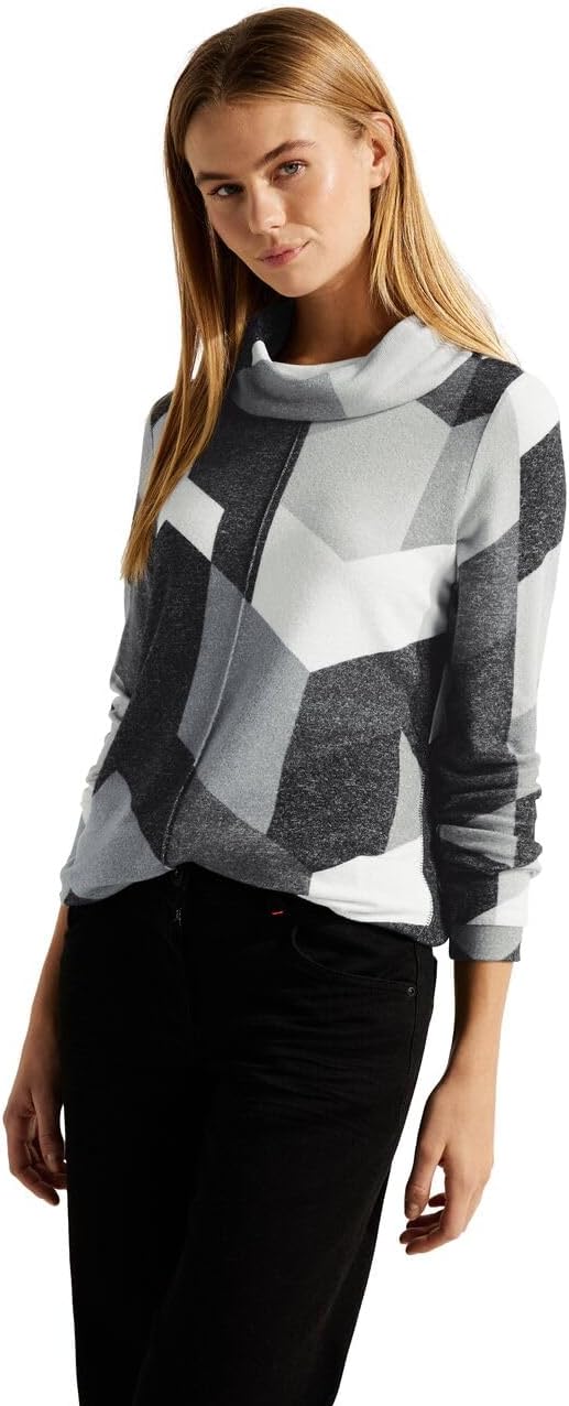 Cecil Damen Langarmshirt, Black Melange