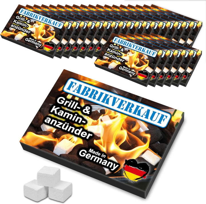 FLAMMBURO FABRIKVERKAUF (24 Stück) Weisse Anzündwürfel vom Deutschen Hersteller, Grillanzünder, Kami