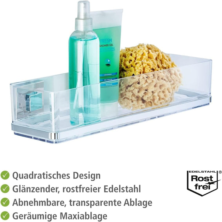 WENKO Badezimmer Wandregal Mod. Quadro Maxi ohne Bohren 2 Etagen rostfreies Edelstahl Halterung mit