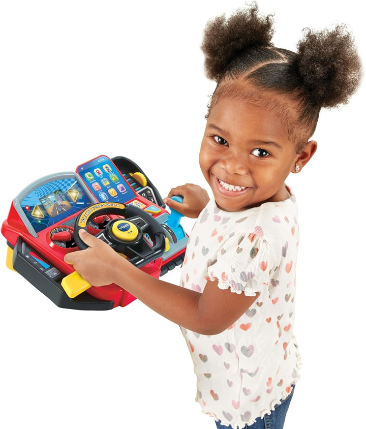 VTech Turbo Pilot-Lenkrad, Lenkrad für Kinder mit interaktivem Armaturenbrett, über 20 Lernspiele un