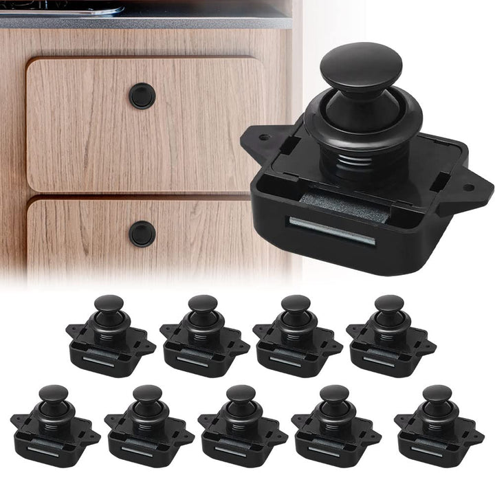 10 Stück Push Button Catch Door Lock Schwarz Türknauf Verriegelung Druckknopfverriegelung passend fü