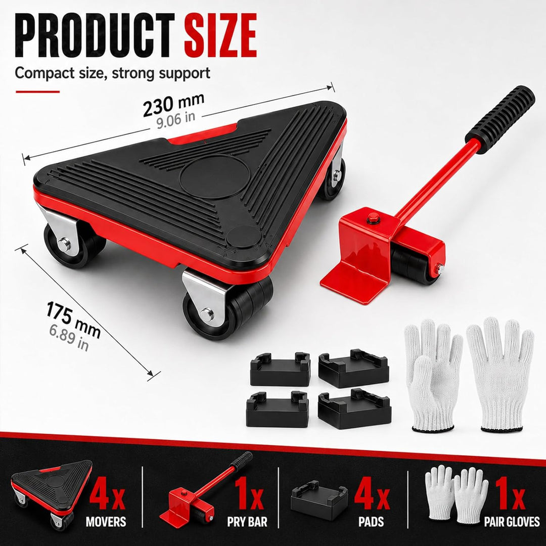 Möbelroller, 4 Pack dreieckige Umzugswagen, Möbeltransporter mit 12 um 360° drehbaren Rädern, Schwer