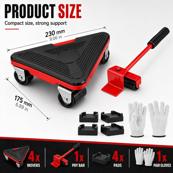 Möbelroller, 4 Pack dreieckige Umzugswagen, Möbeltransporter mit 12 um 360° drehbaren Rädern, Schwer