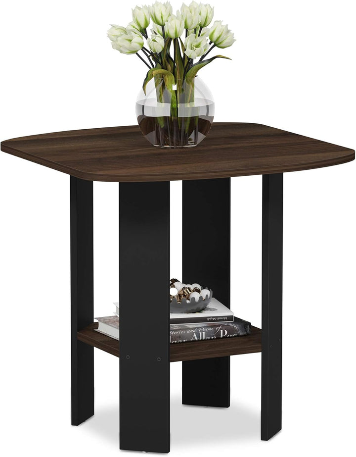 Furinno Simple Design Beistelltisch, Holz, Columbia Walnut/Schwarz, 50.8 x 50.8 x 49.78 cm Einzeln C