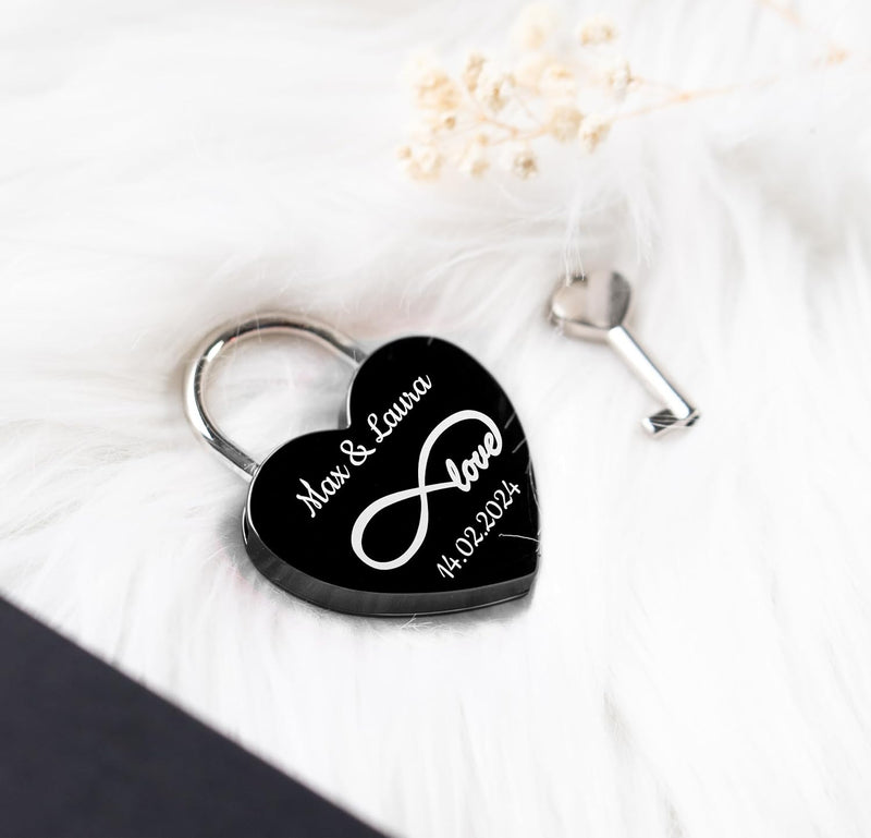 Geschenkfreude Liebesschloss mit Gravur witterungsbeständig - personalisierte Geschenke Valentinstag