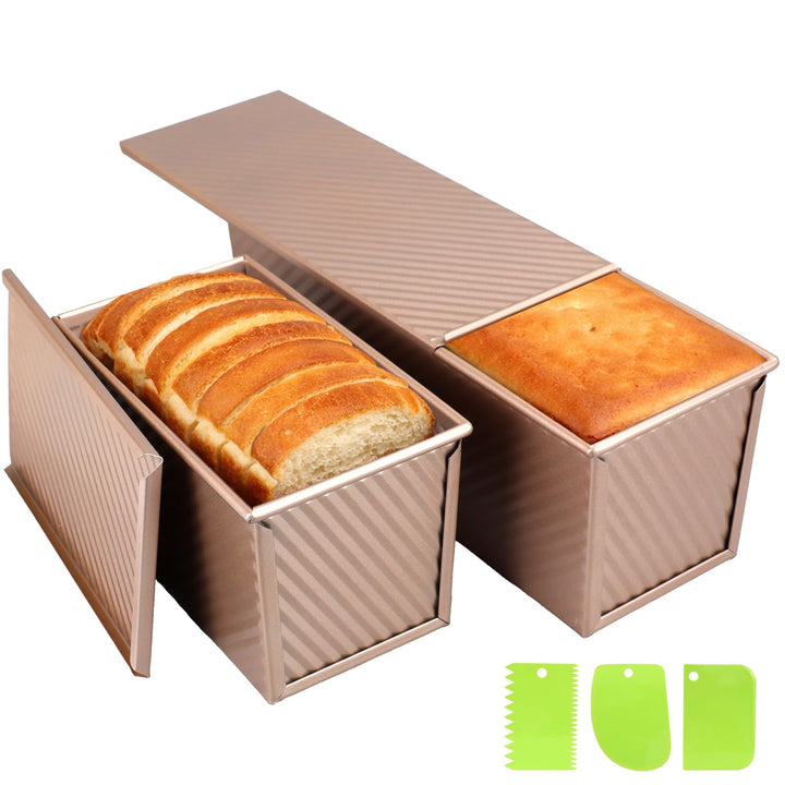 2 Grösse Brotbackform mit Deckel Toastbrot, 32×12×11 cm und 20×12×10 cm Antihaft Toastkasten, 450g u