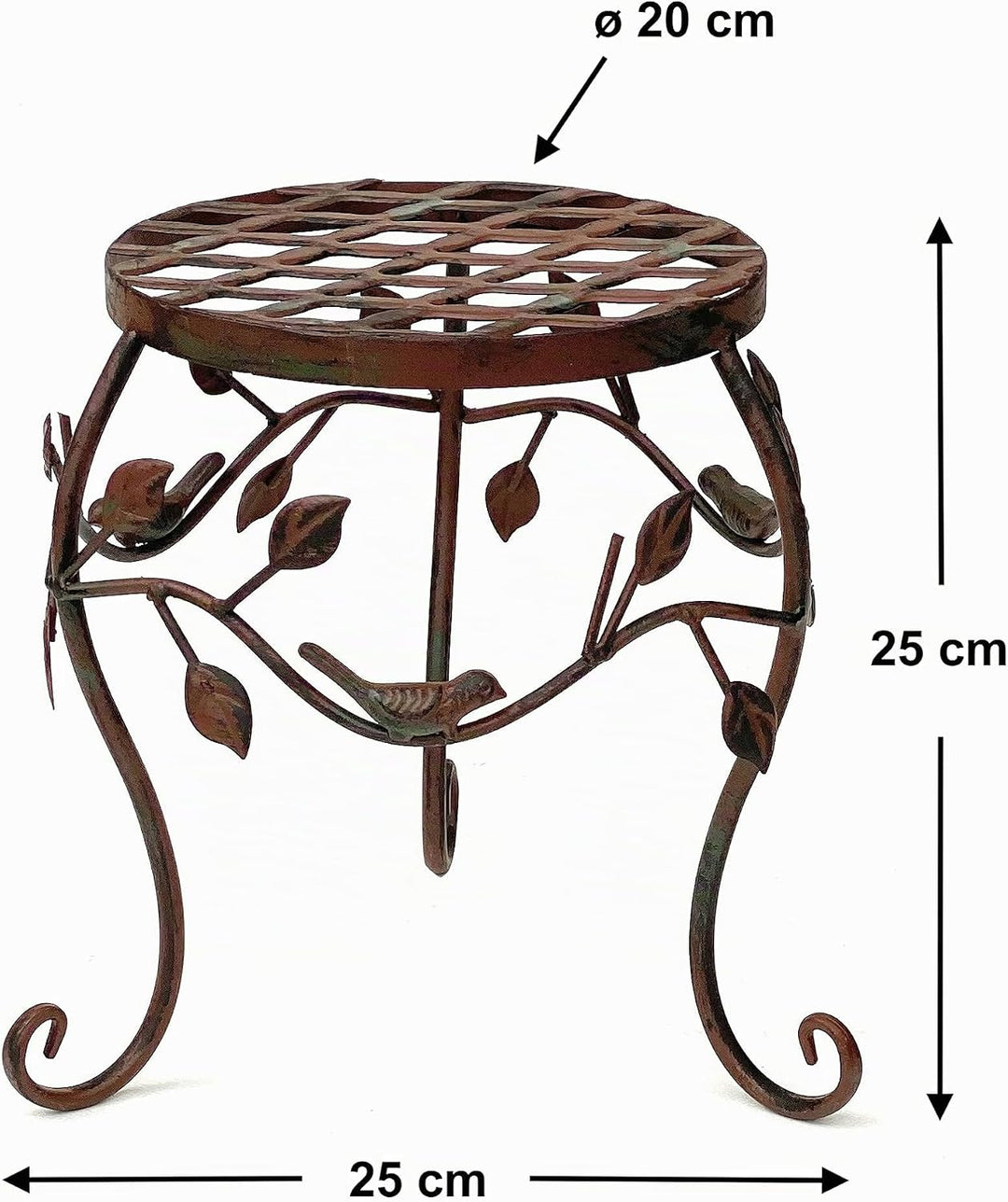 DanDiBo Blumenhocker Metall Braun 25 cm Blumenständer 93992 S Blumensäule Antik Pflanzenständer Pfla