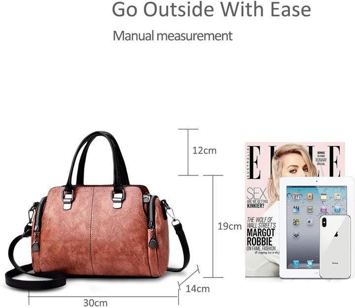 NICOLE&DORIS Damen Mode Taschen mit hohem Tragegriff Retro Handtaschen Schultertasche Umhängetasche