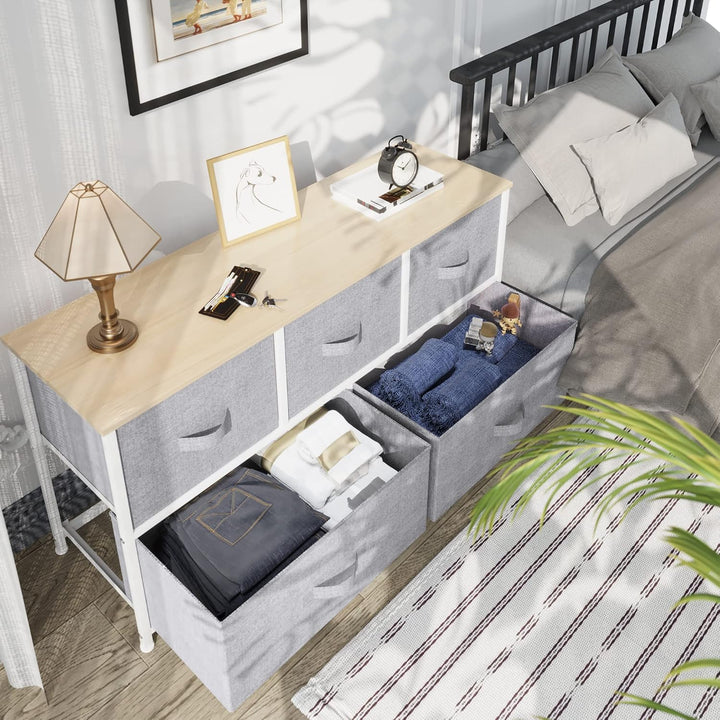 YITAHOME kommode mit Schubladen, Schrank mit 5 Schubladen aus Stoff, Aufbewahrungskommode Modernen S