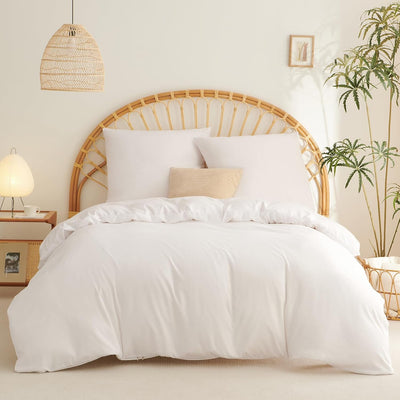 WAVVE Bettwäsche 220x240 3 teilig Weiss - Bettbezug 220 x 240 Set mit Kissenbezüge 80x80 cm, Bettwäs