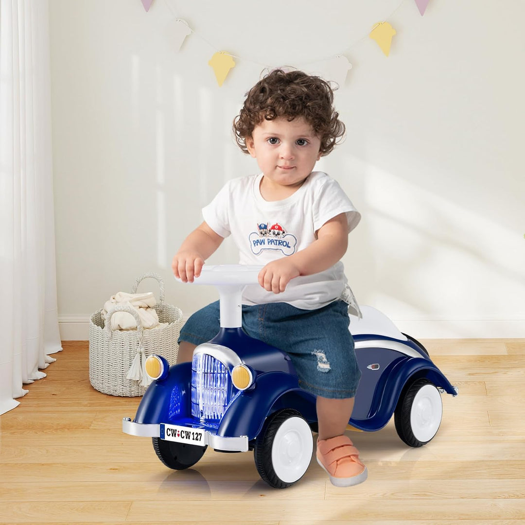 COSTWAY Rutschauto, klassisches Rutschfahrzeug mit Lenkrad & Hupe & LED-Scheinwerfer, Kinderfahrzeug