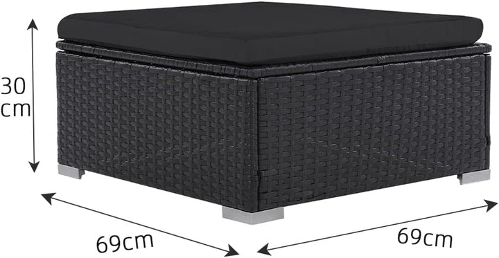 Mingone Hocker Rattan Outdoor mit Kissen Rattansofa Gartenmöbel-Set Sitzhocker Gartensofa für Terras