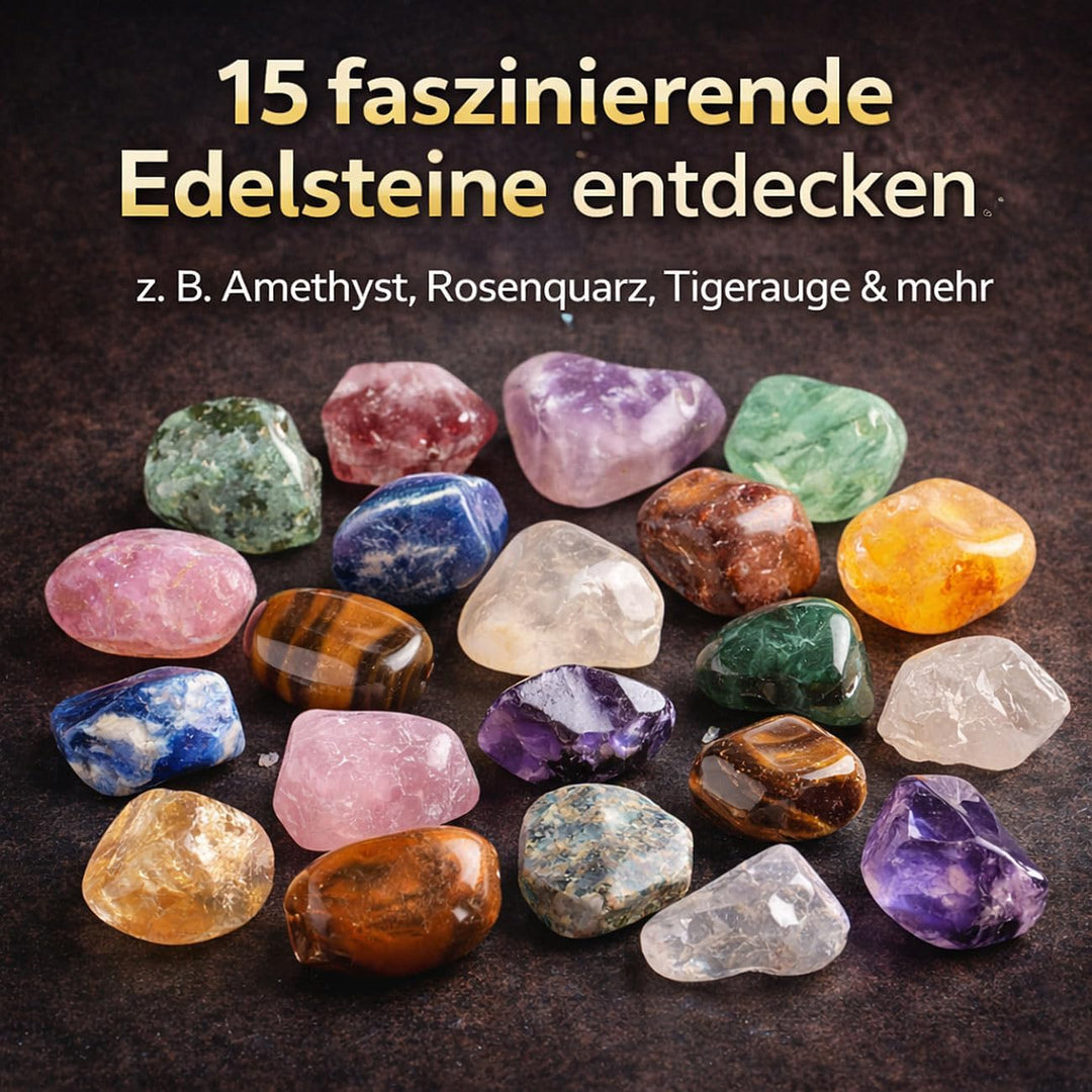 Kinder Ausgrabungsset: 2er-Set Edelsteine-Ausgrabungssets mit je 15 Steinen, ab 6 Jahren (Ausgrabung