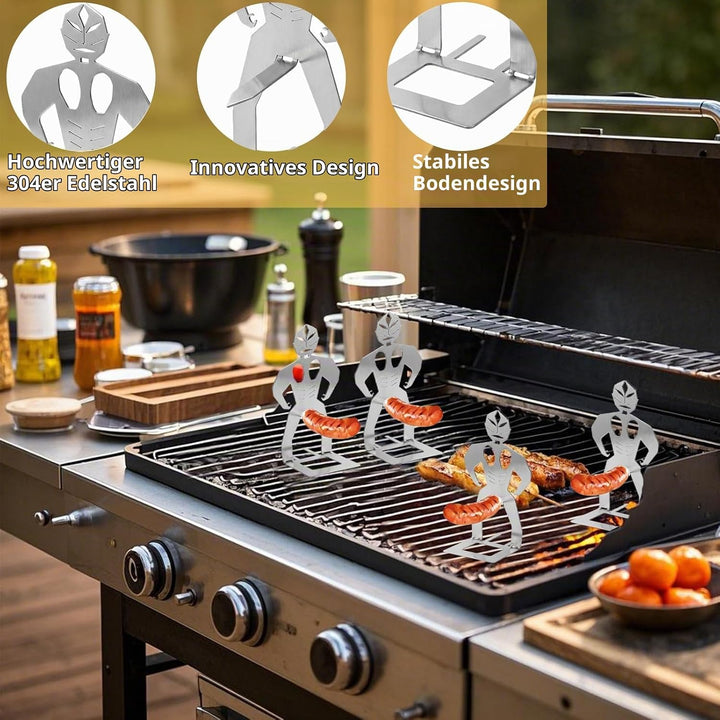 Generisch 4 Stück Grillwursthalter Aus Edelstahl, Wurst Grillständer, Witzige Geschenke Grill Gadget