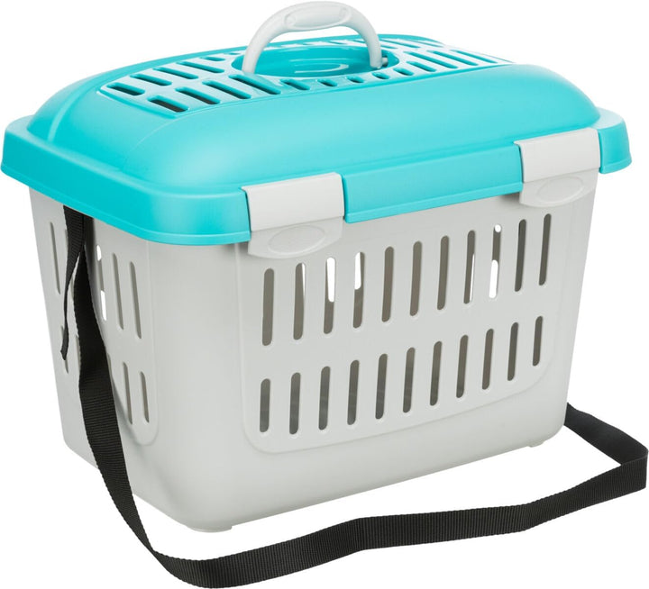 Trixie 3979 Transportbox Midi-Capri, XS: 44 × 33 × 32 cm, dunkelgrau/hellblau