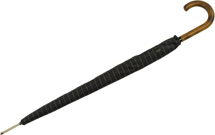 iX-brella Herren-Stockschirm Automatik mit Echtholz-Rundhakengriff - Nadelstreifen Pinestripe, Pines