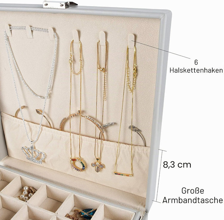 Frebeauty Ohrring-Organizer, klassische Schmuckschatulle, 50 Fächer, doppellagig, Schmuck-Aufbewahru