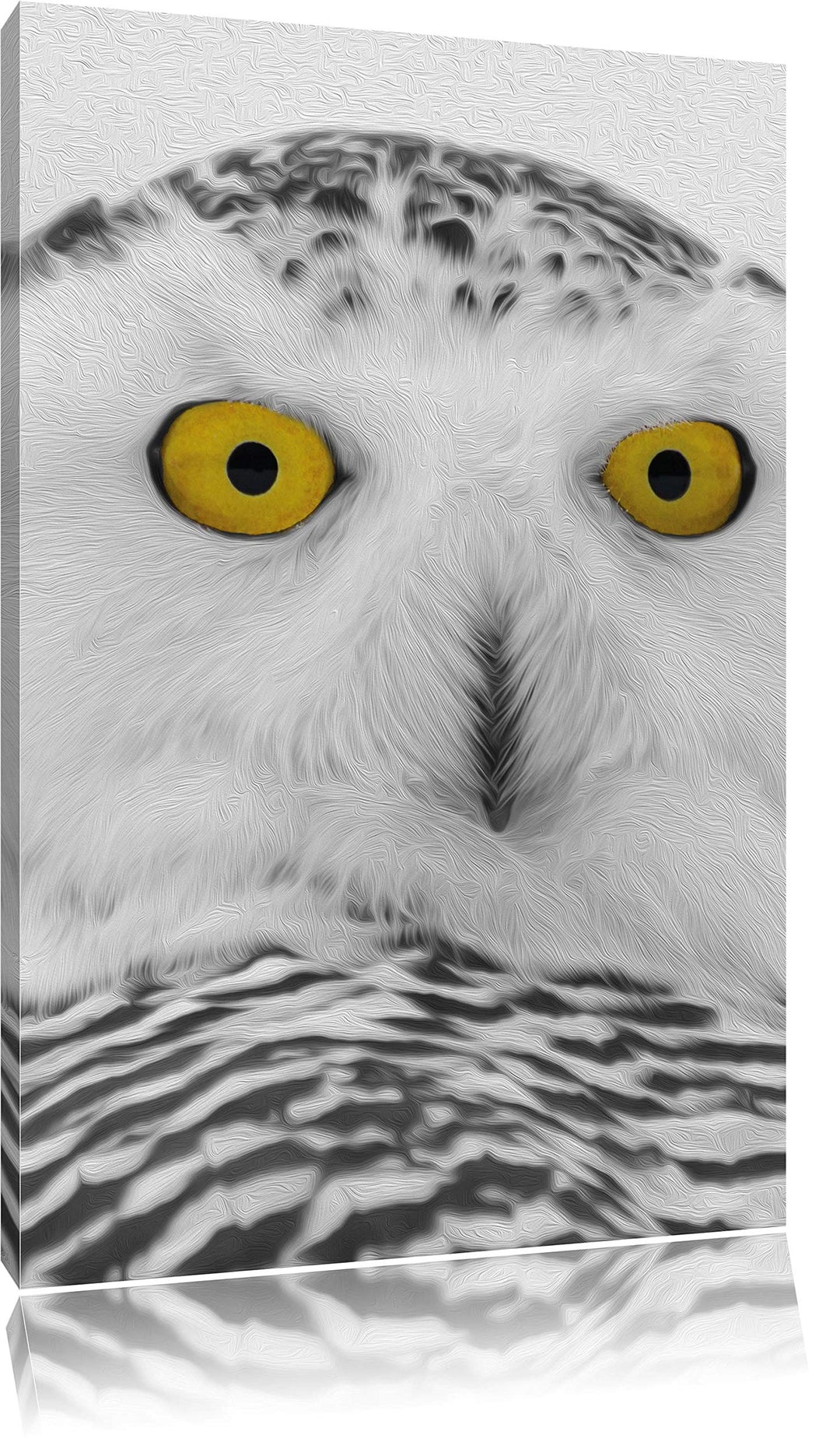 Pixxprint grosse Schnee Eule / 120x80cm Leinwandbild bespannt auf Holzrahmen/Wandbild Kunstdruck Dek