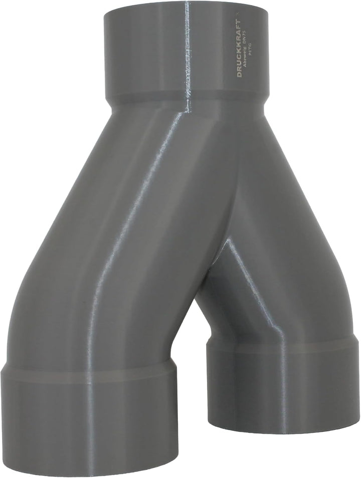 DRUCKKRAFT Y-Verteiler DN75 Muffe → 2× DN75 Muffe | 3-Wege Rohrverteiler für Werkstatt Absaugung | H
