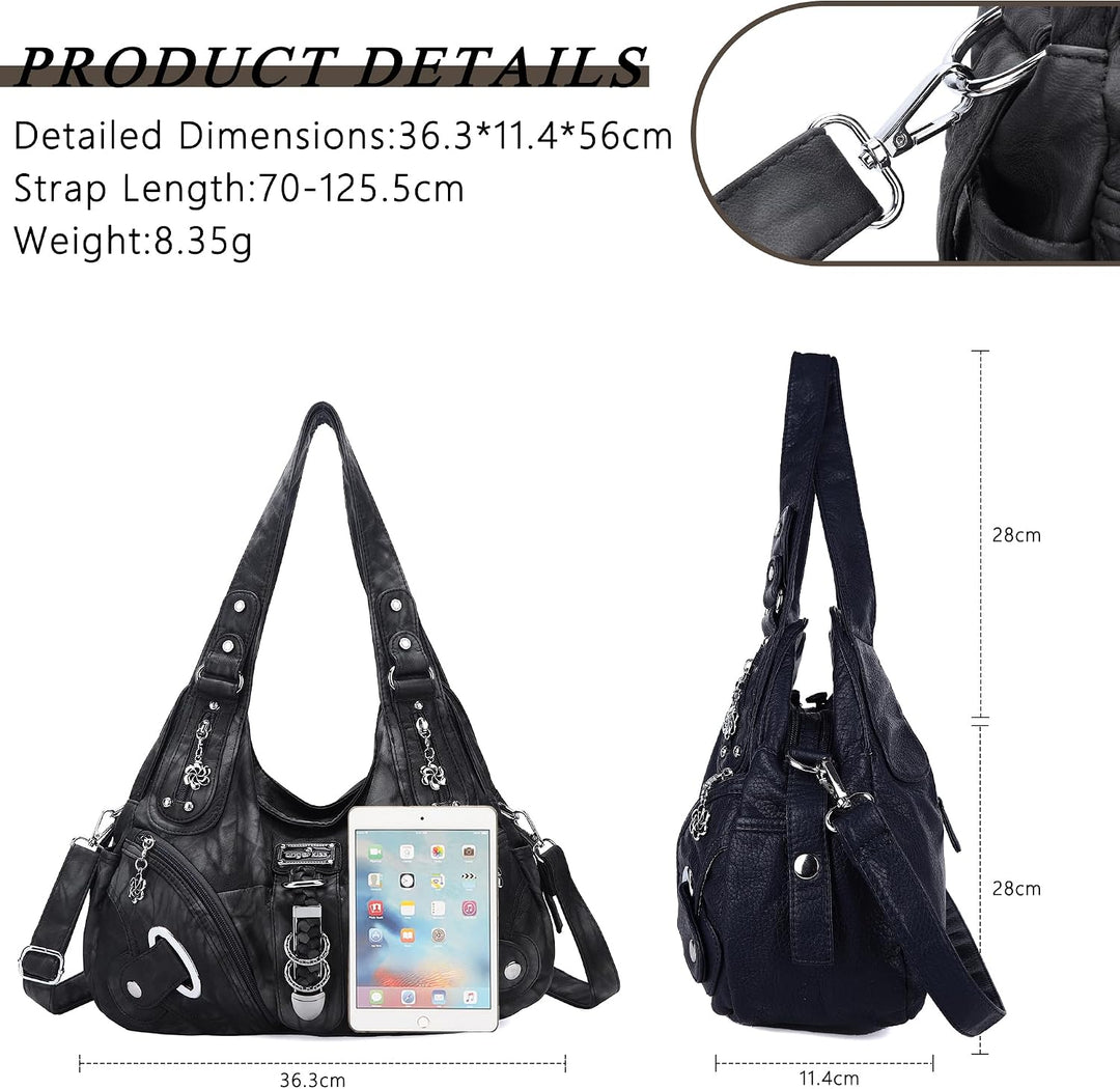 Angel Kiss Damen Schultertasche Hobo Tasche Umhängetaschen Schlusstaschen Henkeltaschen weiches PU L