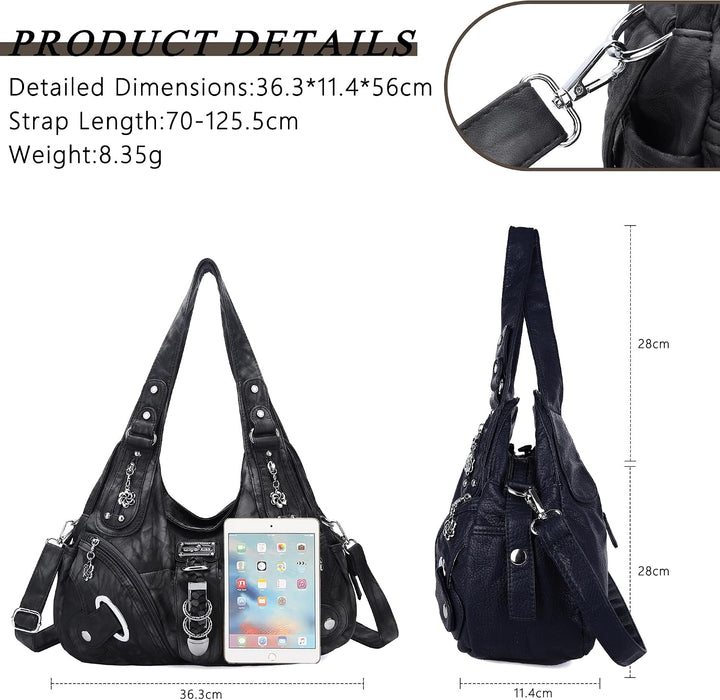 Angel Kiss Damen Schultertasche Hobo Tasche Umhängetaschen Schlusstaschen Henkeltaschen weiches PU L