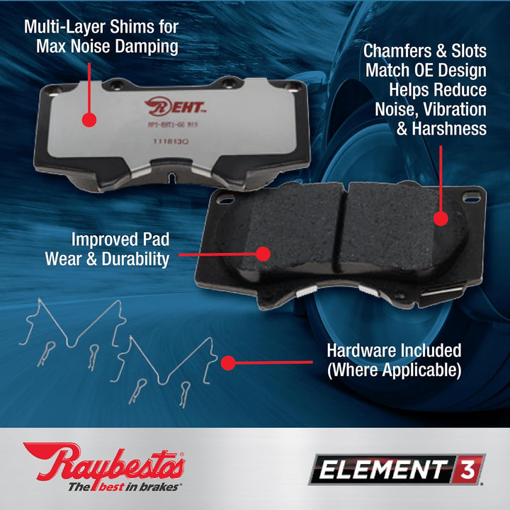 Premium Raybestos Element3 EHT™ Ersatz-Bremsbelagsatz hinten für Select Lexus ES300/ES330 und Toyota