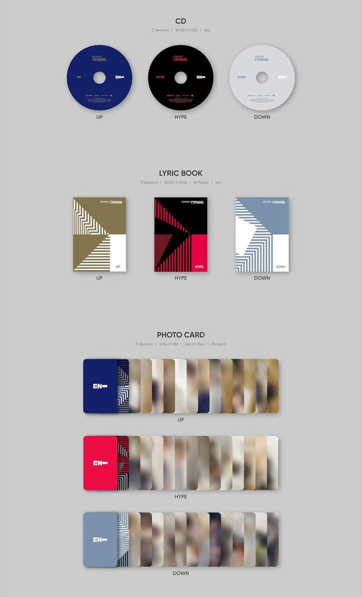 ENHYPEN - BORDER : CARNIVAL (2nd Mini Album) Album+Extra Photocards Set (UP ver.), Up Ver.