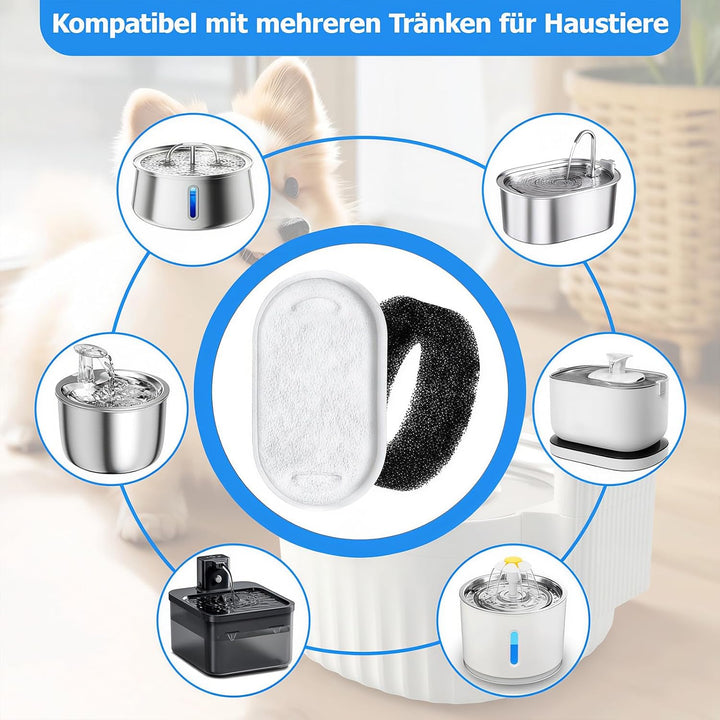 60er Pack Katzenbrunnen Filter Set, 30 Stück Kohlefilter und 30 Stück Schaumfilter, Filter für Katze