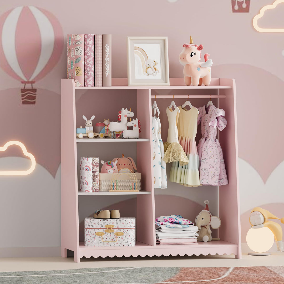 [en.casa] Kindergarderobe stehend Vestnes Kinder Kleiderschrank mit Kleiderstange 90 x 80 x 38 cm Kl