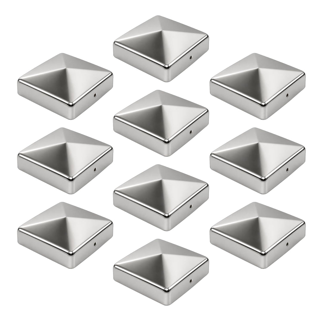 10x Edelstahl Pfostenkappe Abdeckkappe für Pfosten Pyramide 71 mm 7x7 cm