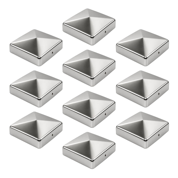 10x Edelstahl Pfostenkappe Abdeckkappe für Pfosten Pyramide 121 mm 12x12 cm