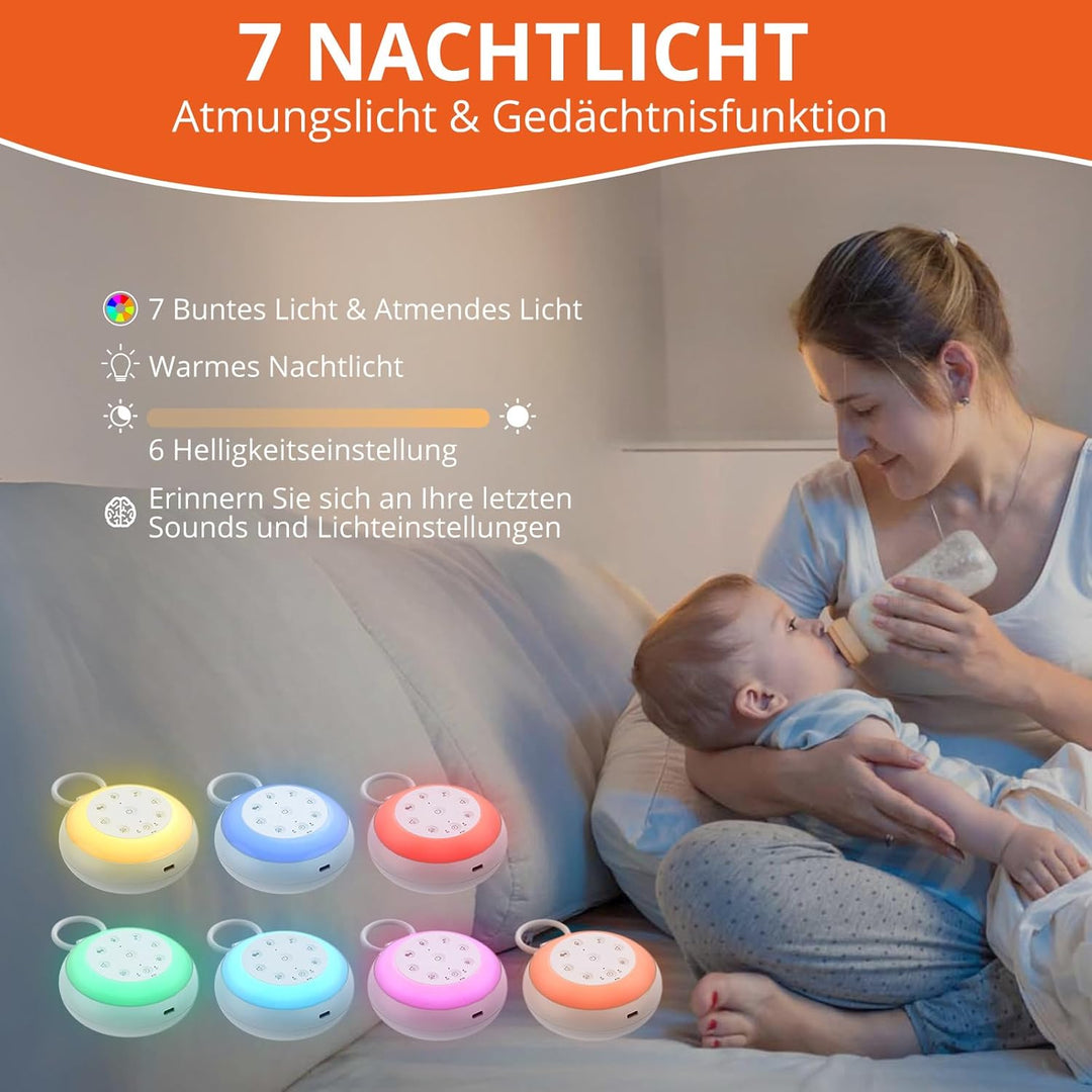 FUNYKICH White Noise Machine Baby, Weisses Rauschen Gerät mit Aufnahmefunktion, Wireless Lautspreche