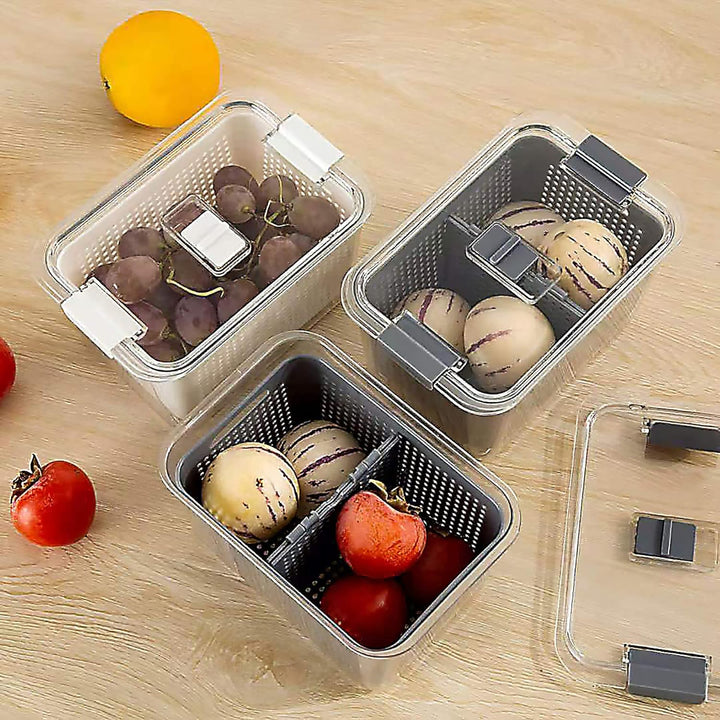 Spesh Frischhaltedosen Set Kühlschrank Organizer Vorratsdosen 3er-Set (2L+4L+5.8L) Kunststoff mit De