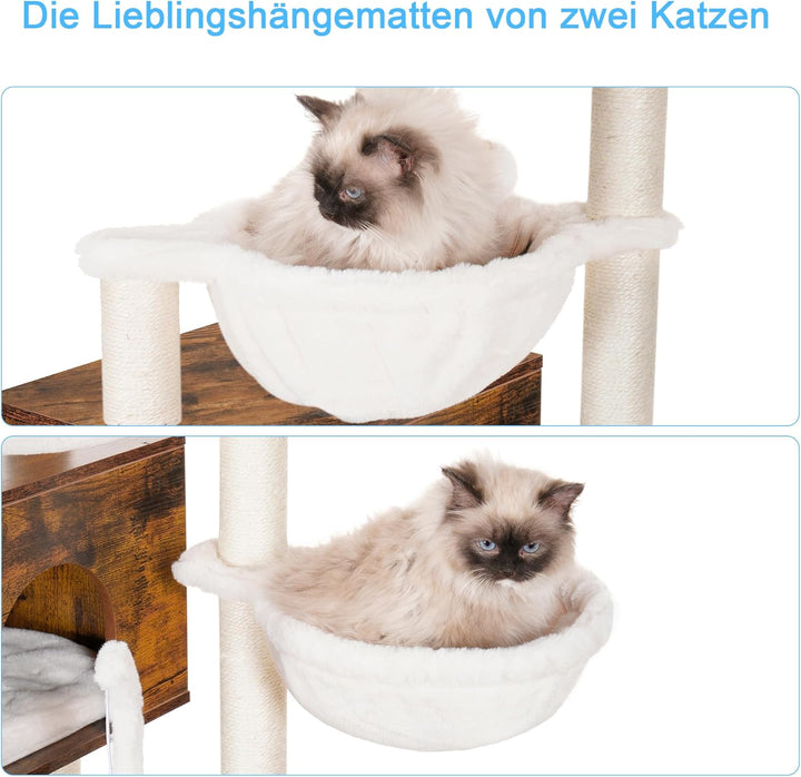 Hey-brother Kratzbaum mit Katzenklo, moderner Katzenturm für Wohnungskatzen mit grosser Plattform, F