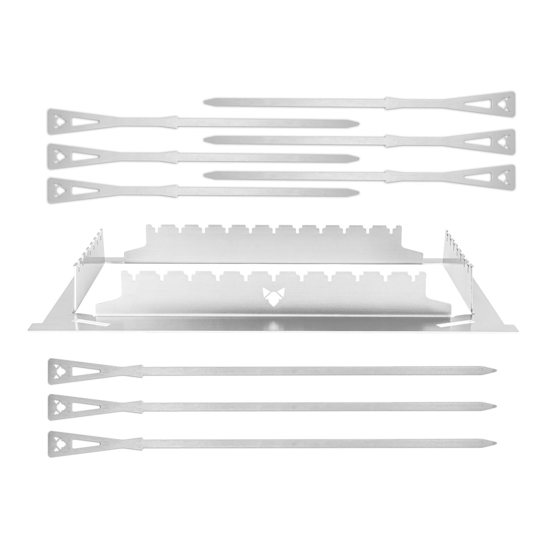 Grillspiesse und Halterung im Set | 10- teilig | Grillzubehör für den FENNEK 2.0 aus Edelstahl | Mad