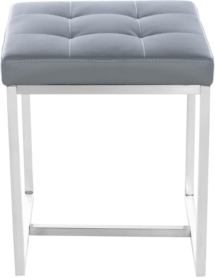 CLP 2er Set Edelstahl-Sitzhocker Barci Kunstleder I Moderne Hocker Mit Hochwertiger Polsterung Und B